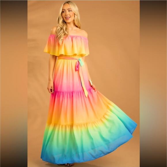 NWT Rainbow Maxi Summer Dress - Picture 3 of 16
